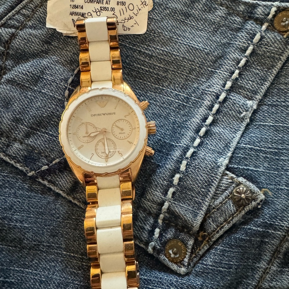 Emporio Armani rose, gold, and white watch - Picture 5 of 13
